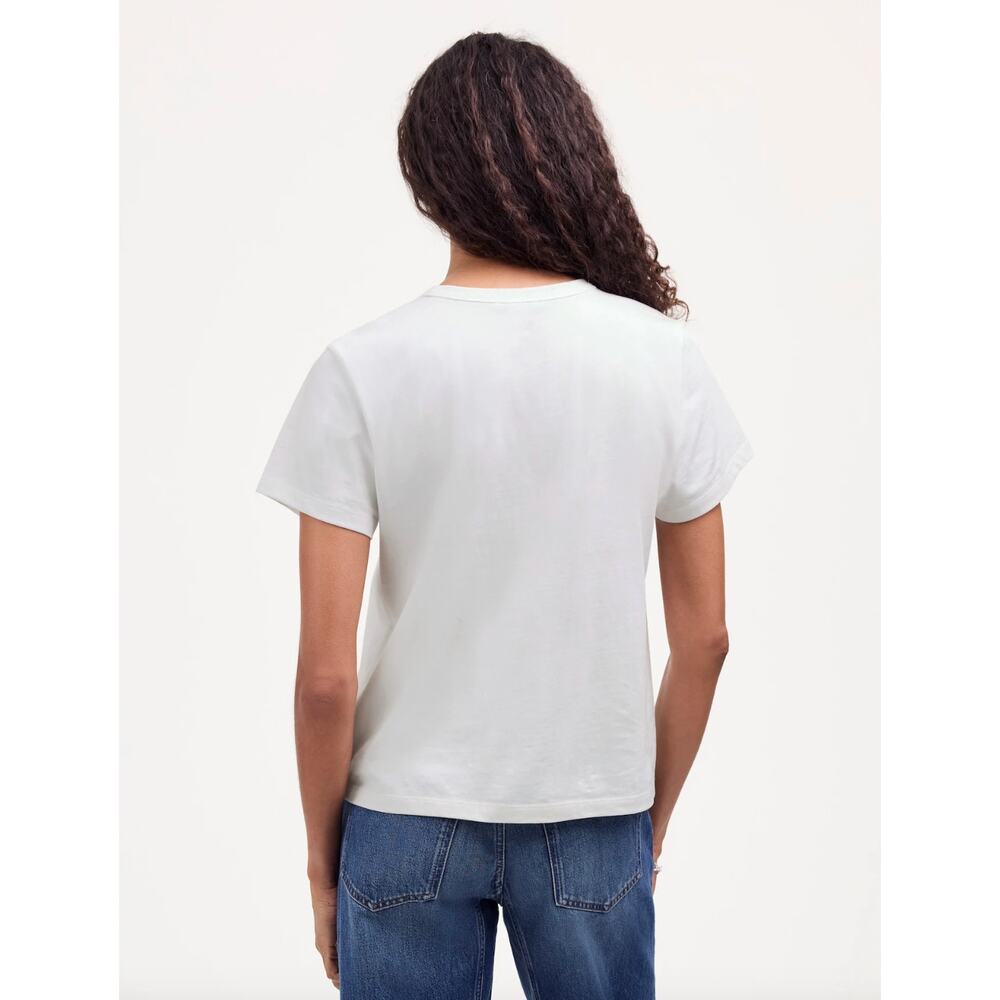 Madewell Cotton Perfect Crewneck Tee Shirt Eyelet White Basics Womens XS NWT - Picture 3 of 12
